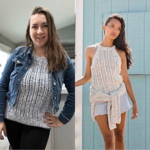 Duffy | Moon Cornflower Sweater Chunky Knit Sleeveless Pullover | Size Medium